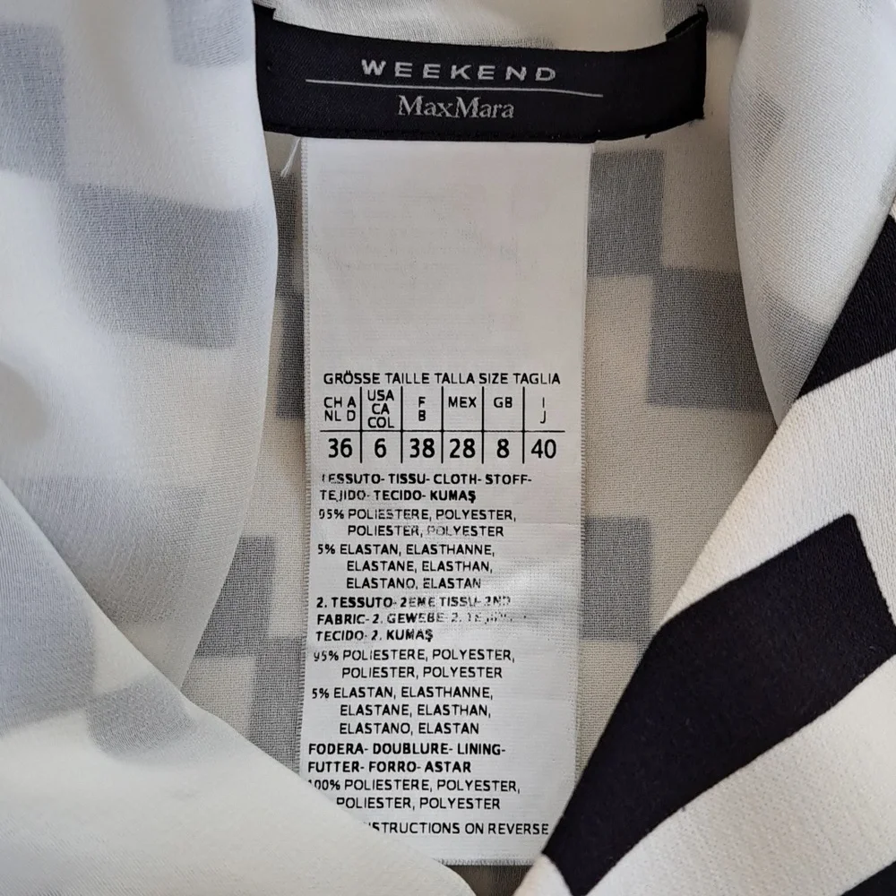 Weekend‎ Max Mara Womens Black/Cream Geometric Print Shift Dress 6